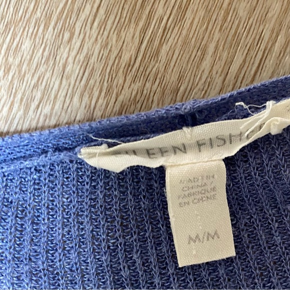 Eileen Fisher Fine Knit Linen Blend V-Neck Sweater blue size medium - Picture 4 of 6